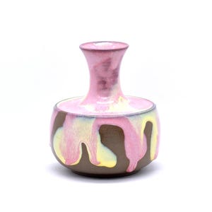 Handmade Ceramic Vase Medium Yellow Pink Cotton Candy Glaze