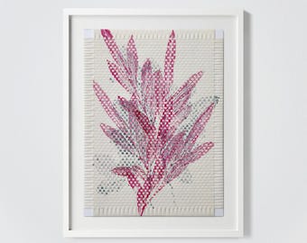Monotypia botaniczna na papierze tkanym ręcznie