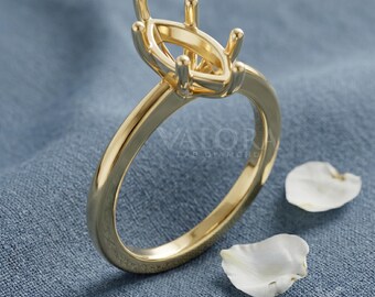 Custom 6 Prong Marquise Semi Mount Ring Setting 14k Gold Empty Engagement Ring Mounting For Loose Lab Diamond Personalized Jewelry