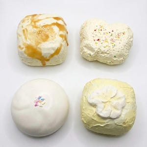 Bun Taba Squishy Bundle Dessert Squeeze Spielzeug Set Kawaii Design Stressball Soft Fidget Spielzeug für Angst Relief Geschenk für ADHD Spielzeug Schreibtisch Dekor