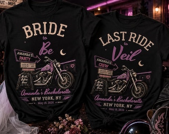 Camiseta personalizada "Último viaje hasta el velo" para despedida de soltera, camisetas para el equipo de la novia, camiseta para despedida de soltera en moto, atuendo para despedida de soltera en Nashville, camiseta para el viaje de la novia.