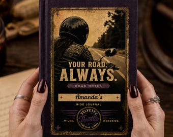Diario personalizado para motociclistas, regalo para mujeres, cuaderno de tapa dura para notas de viaje, diario "Tu viaje siempre", tamaño 5" x 7,2".