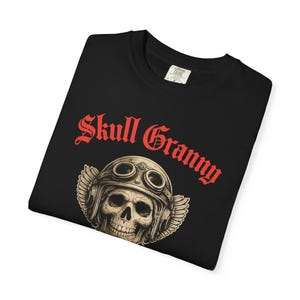 Women Motorcycle Tee, Skull Granny Motorcycle T-Shirt, Biker Grandma Shirt, Biker Grandma Rider Tee, Moto Mom Shirt image 4