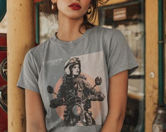 Camiseta de moto para mujer, camiseta gráfica ADV Rider, camiseta de aventura vintage, regalo para motociclistas, camiseta de moto, Two Roads