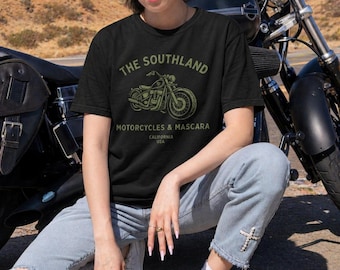 Camiseta con estampado de motocicletas y rímel – Camiseta de estilo vintage para motociclistas