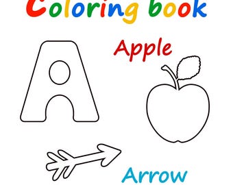 Cuaderno de actividades para colorear del alfabeto / Libro de aprendizaje imprimible de la A a la Z para niños / Páginas de actividades para trazar y colorear