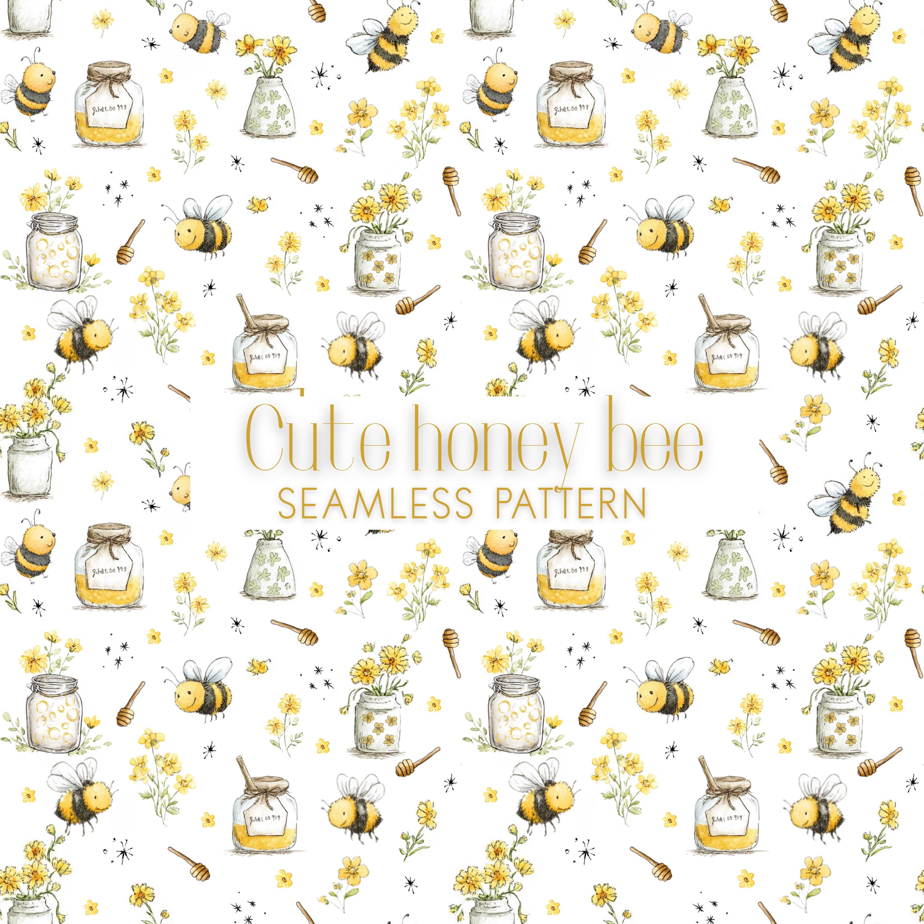Cute Honey Bee Seamless Pattern PNG | Bumble Bee Digital Paper ...