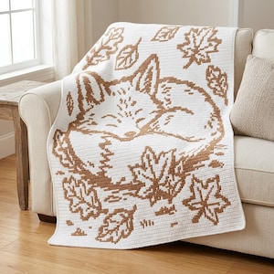 Fox Mosaic Crochet Blanket Pattern, Woodland Nursery PDF Chart (Digital Download)