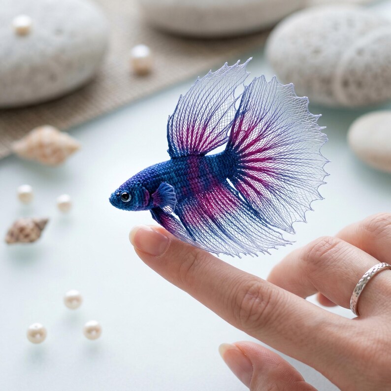 Micro Betta Fish Crochet Pattern | Aria Ocean Jewel Amigurumi Tutorial ...
