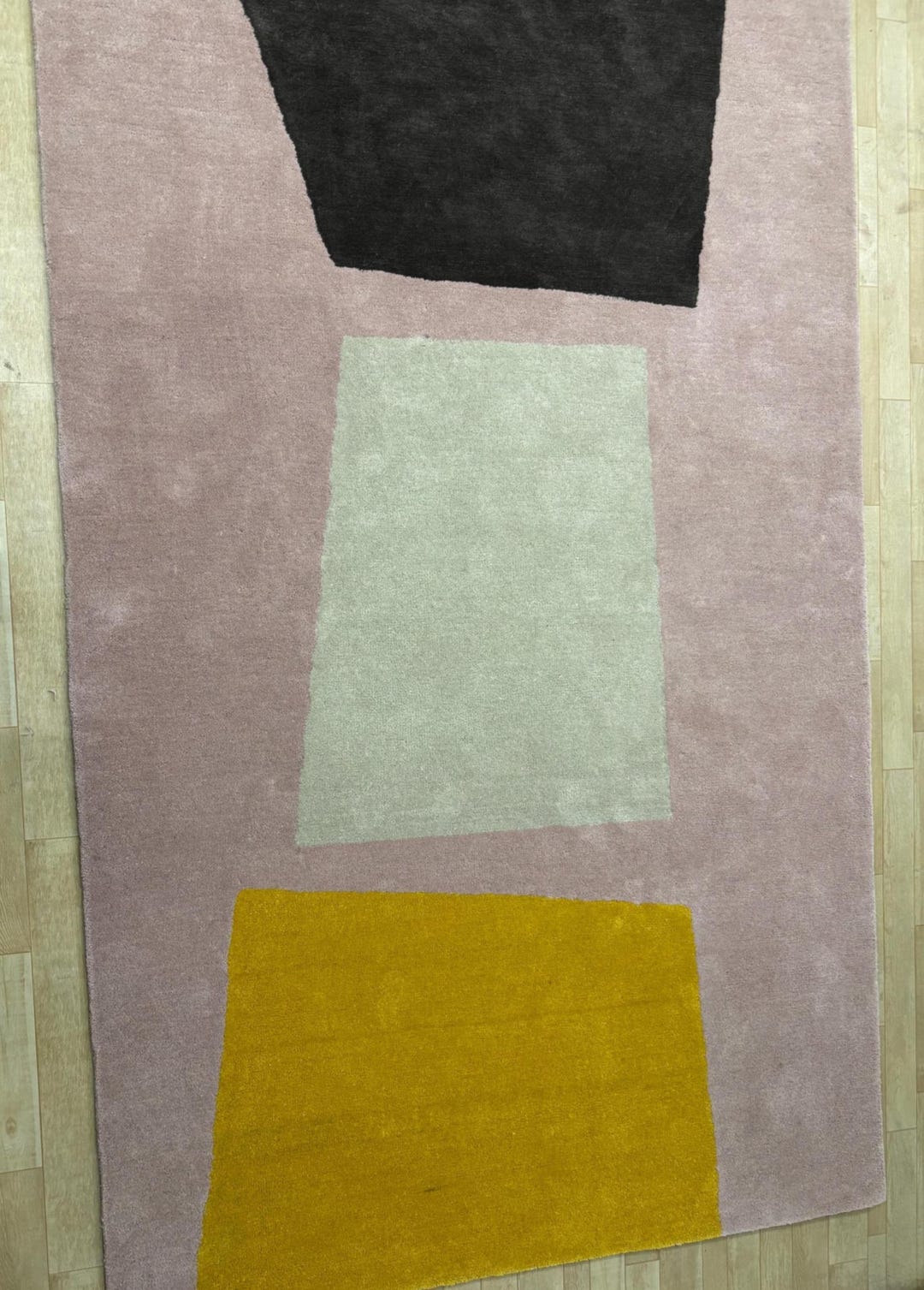 Nordic Style Abstract Color Block Rug – Contemporary Hand-tufted Pink ...