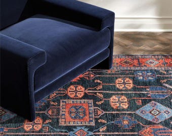 Hand-Knotted Wool Oushak Rug | Traditional Indian Weave, Natural Dyes