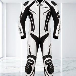JMS Leather Motorcycle Racing Suit | One Piece CE Armored Track Gear, Cowhide Biker Racing Suit, Professional Protective Riding Outfit image 2