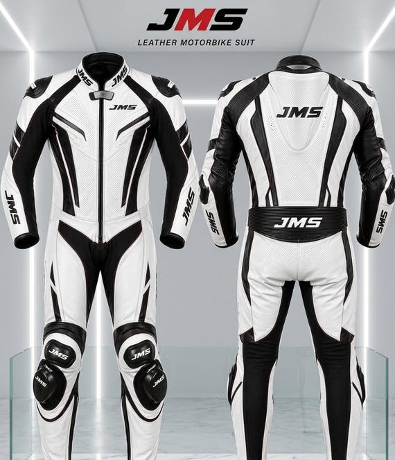 JMS Leather Motorcycle Racing Suit | One Piece CE Armored Track Gear, Cowhide Biker Racing Suit, Professional Protective Riding Outfit