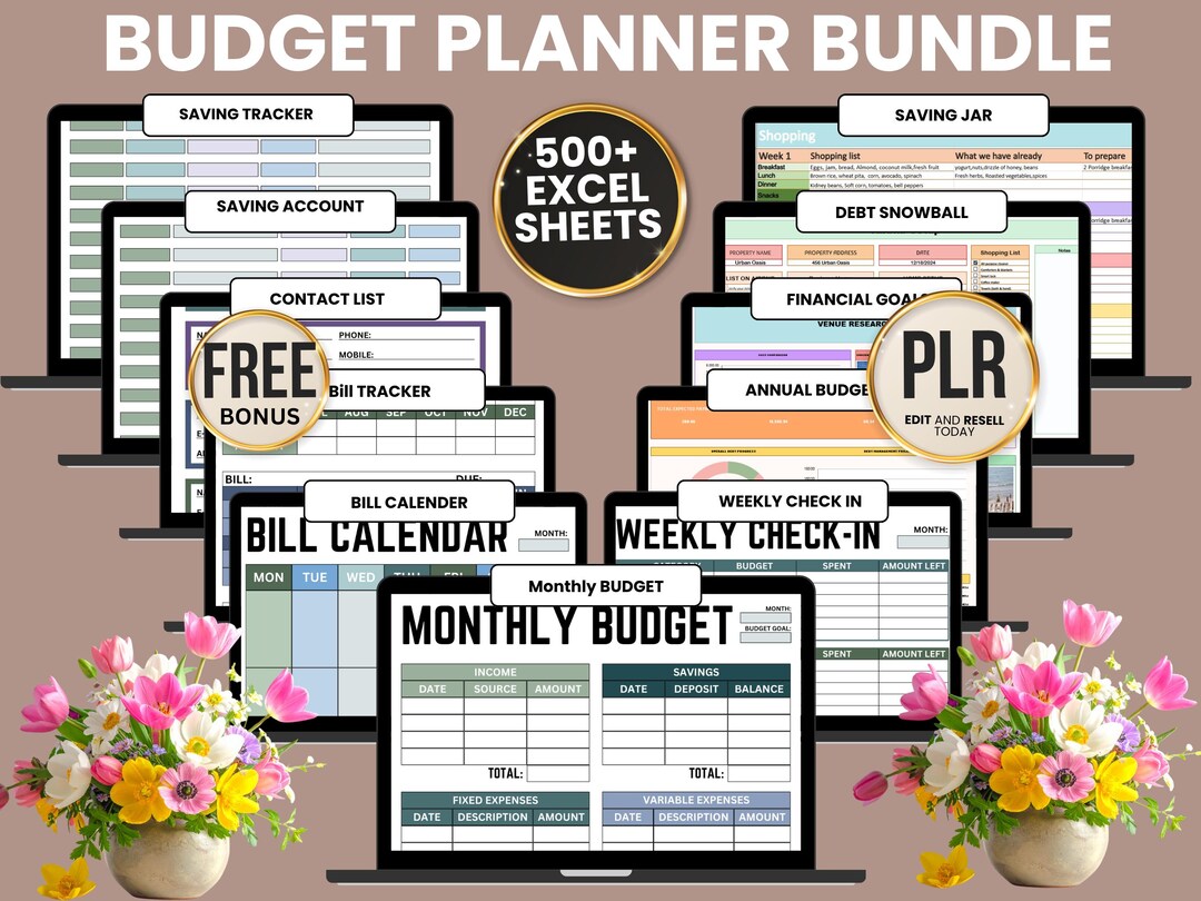 Excel Google Sheets Templates PLR Bundle | Editable Budget Planners ...