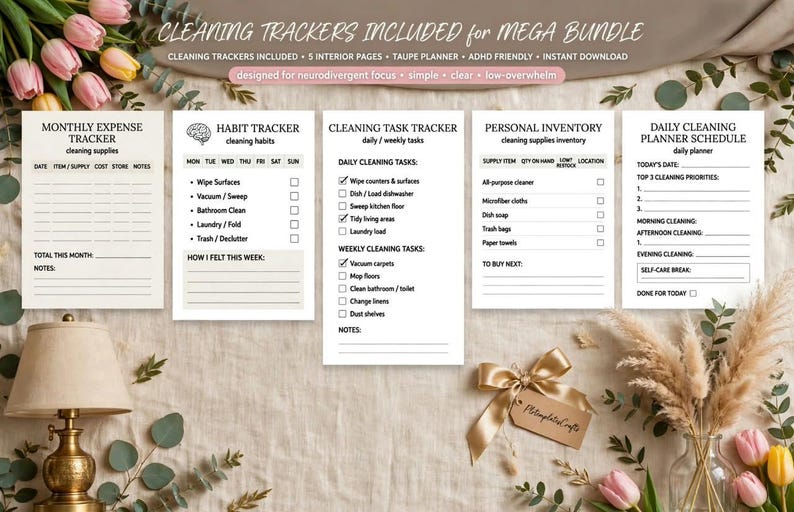 Cleaning Planner Bundle PDF, 89 Pages, Decluttering Planner, Household Organizer, Cleaning ...