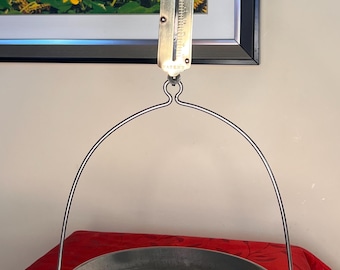 Antique Victorian Hanging Spring Balance Scale Brass Iron Patent Tray Kitchen Grocer Scale Vintage Salter Style Scale Kitchenalia Gift