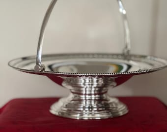Antique Silver Plated Basket James Deakin and Sons Edwardian Swing Handle Fruit Dish EPNS Sheffield Cake Basket Pedestal Bowl Tableware
