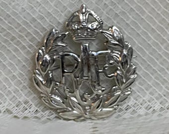 WW2 RAF Solid Silver Officers Cap Badge Kings Crown Militaria Royal Air Force Uniform Insignia Antique Military Memorabilia British Gift