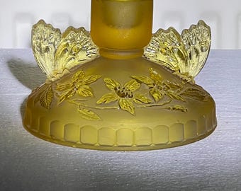 Vintage Sowerby Amber Glass Butterfly Candlestick Art Deco 1930s Pressed Glass Candle Holder Pattern 2552 British Glassware
