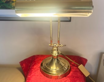Vintage Solid Brass Bankers Lamp Adjustable Desk Light Library Study Table Lamp Dark Academia Office Decor Executive Steampunk Styling