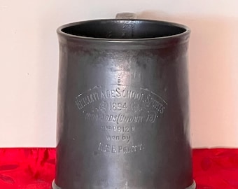 Antique Pewter Tankard 1894 Victorian Sports Trophy Glass Bottom James Dixon Sheffield Pewter Mug Breweriana Antique Pub Decor Gift