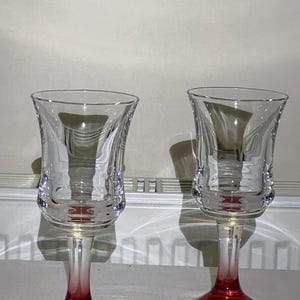 Rare Heavy Lead Crystal Wine Glasses, Set of 2, 1kg Ruby Red Stemmed Goblets, High-End Vintage Mid-Century Crystal, Exquisite Hand-Cut Glass