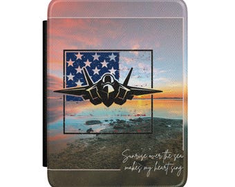 American Fighter Jet sunset Kindle Case | Patriotic Aircraft e-reader Cover