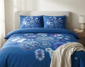 Funda nórdica con ramo floral azul | Ropa de cama