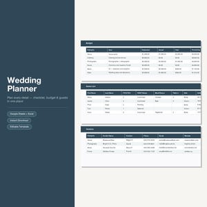 Hochzeitsplaner, Budget, Gästeliste, Lieferantentracker (Digitaler Download) Bild 2