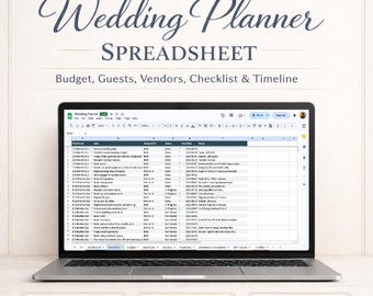 Spreadsheet bruiloftplanner, budget, gastenlijst, leverancierstracker (digitale download)