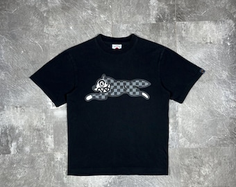 Billionaire Boys Club BBC Icecream T-Shirt Running Dog Checkerboard Graphic Tee Black Size XS Streetwear Pharrell Williams Y2K Skate