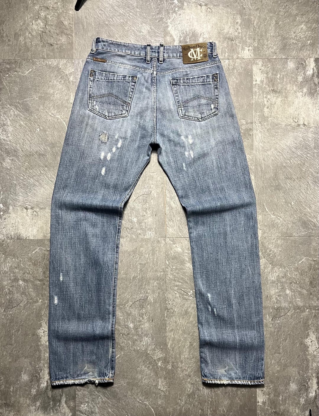 Ripped Rugged Marlboro Classics Denim Jeans Vintage Faded W32 L34 Distressed Blue ...