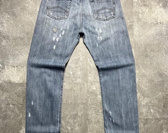 Marlboro Classics Denim Jeans Vintage Faded W32 L34 Distressed Blaue Hose Robuste Americana Style, Herren Designer Jeans, Made in Tunis