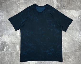 Lululemon Metal Vent Tech Shirt XXL Men, Blue Black Abstract Knit Workout Tee, Short Sleeve Gym T-shirt, Athletic Yoga Top, Gift for Him