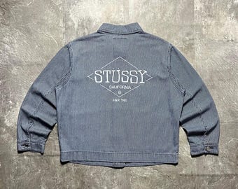 Stussy Vintage 90s Cropped Striped Embroidered Big Logo Y2K