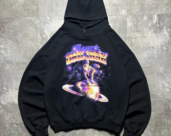 Planet Childish Hoodie Black Size XL, TGF Bro Merch, Astronaut Space Graphic Sweatshirt, Oversized Y2K Streetwear Pullover Heavyweight Cotto