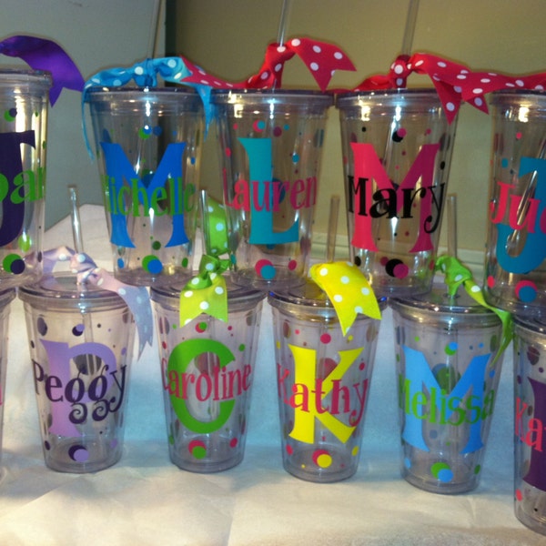 Personalized Tumbler 16 oz w/Straw BPA Free Birthday, Wedding, Bachelorette, Sorority, Cheer, Dance