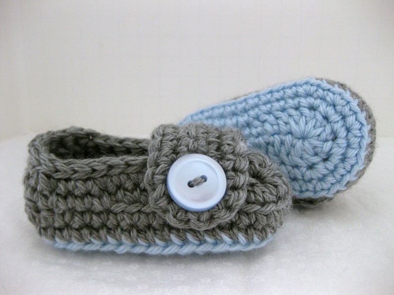 Easter Baby Boy Booties / Shoes Blue & Grey Crochet YOUR Etsy