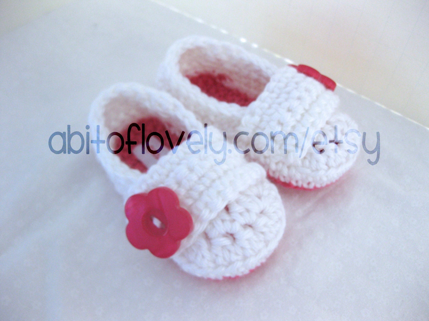 Easter Baby Girl Shoes / Booties - Pink & White, Bright Pink Flower ...