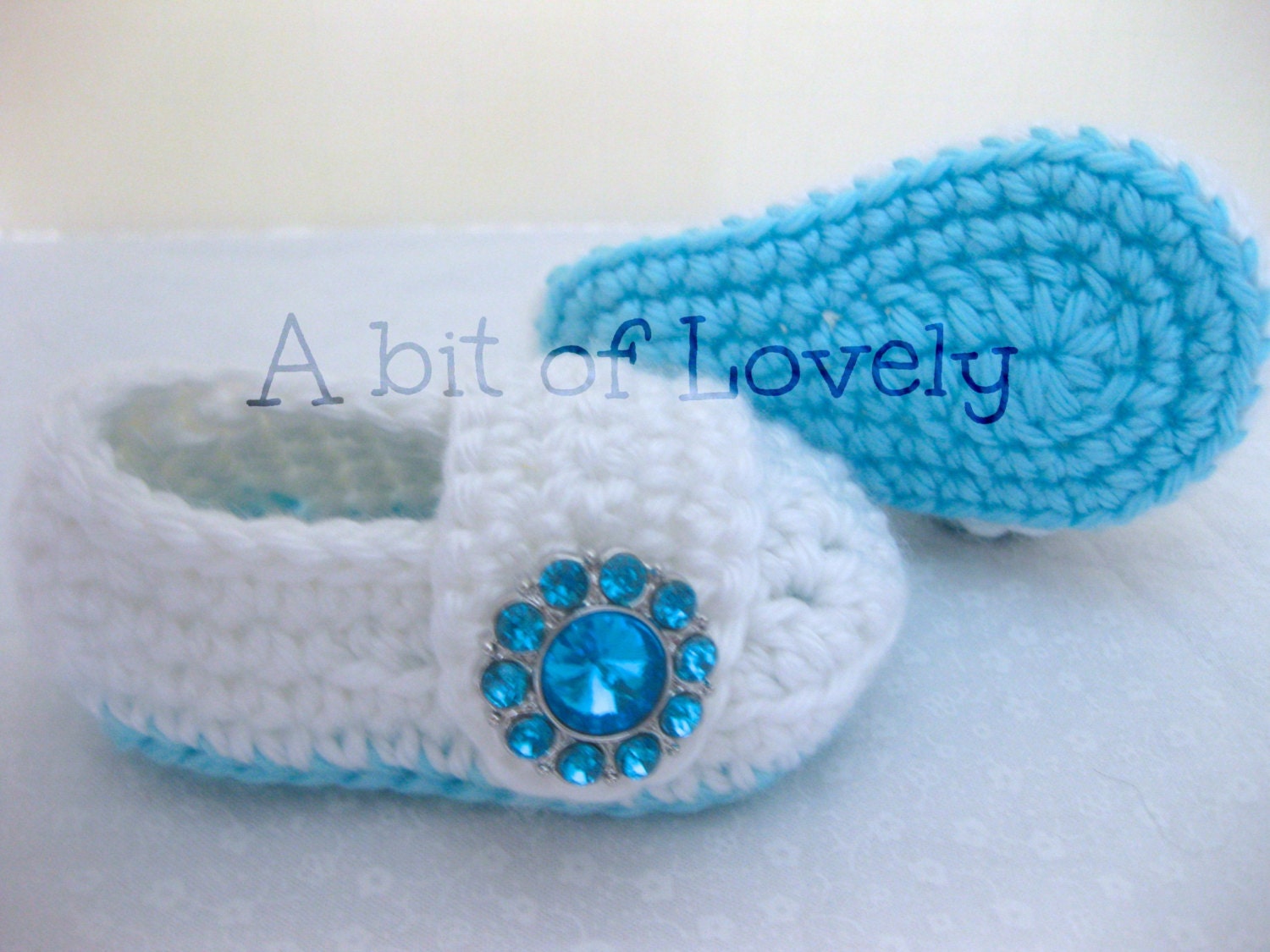 Spring Baby Infant Girl Shoes / Booties Sky Blue & White Etsy