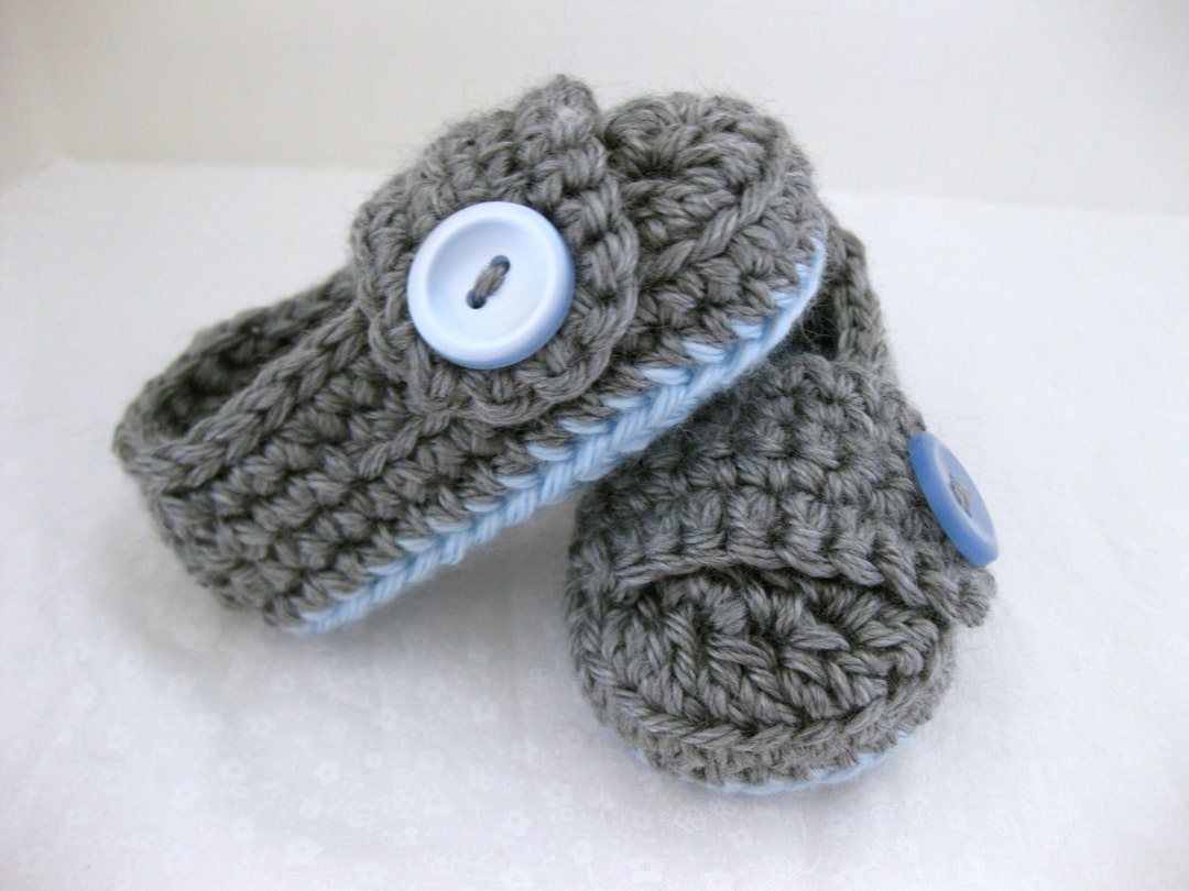 Easter Baby Boy Booties / Shoes - Blue & Grey Crochet - YOUR Choice ...