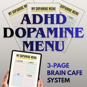 ADHD Dopaminmeny Digital Dopaminmeny för iPad Goodnotes Task Paralysis Reset Toolkit Neurodivergent Brain Cafe Arbetsblad Utskrivbar PDF