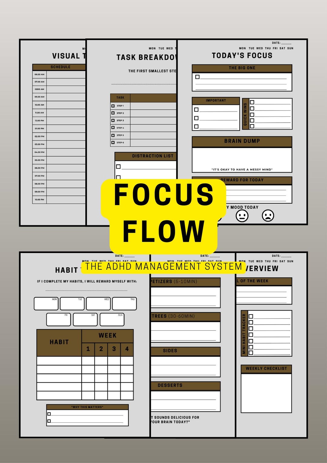 ADHD Digital Planner Focus Flow Planner for iPad Goodnotes Executive ...