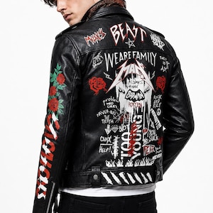 Graffiti Leather Jacket Mens - Etsy