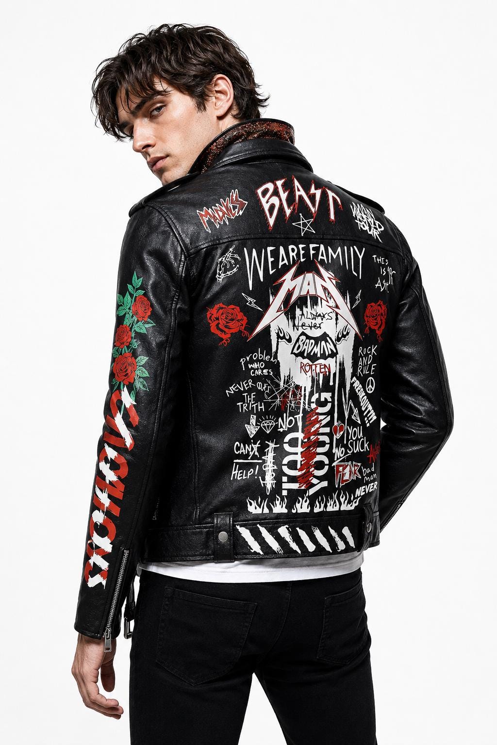 Graffiti Leather Jacket Mens - Etsy