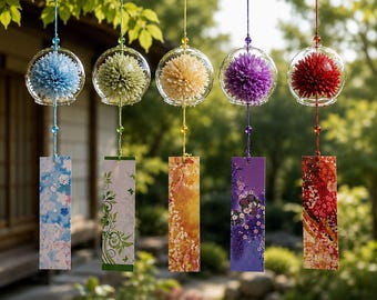 Japanese Wind Chime, Furin Wind Chime, Sakura Glass Bell, Cherry Blossom Decor, Japanese Decor, Zen Decor, Window Hanging Gift, Home Spa