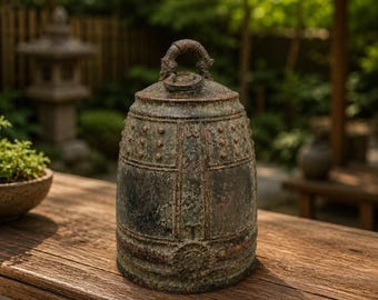 Temple Bell, Buddhist Bell, Chinese Hanging Bell, Feng Shui Decor, Meditation Altar Decor, Vintage Zen Gift, Porch Garden Ornament Entryway.