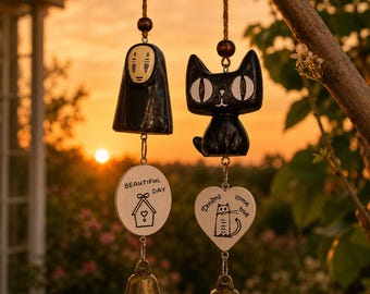 Totoro Wind Chime, Japanese Wind Chime, Totoro Ornament, Anime Decor, Resin Hanging Bell, Studio Ghibli Inspired Gift, Kawaii Garden Decor