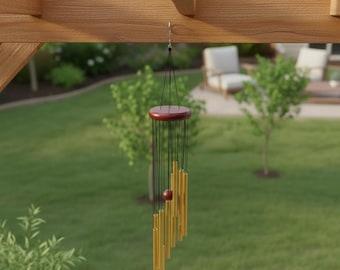 Campanillas de viento grandes para exteriores, 12 tubos, tono profundo, aluminio, metal, tapa de madera, decoración para jardín y patio, sonido fuerte y relajante, regalo conmemorativo