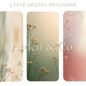 Sanftes, ästhetisches iPhone-Hintergrundbild-Set (3er-Pack) | Neutraler, minimalistischer Blumenhintergrund für Ihr Smartphone | Verträumter Pastell-Sperrbildschirm für iOS